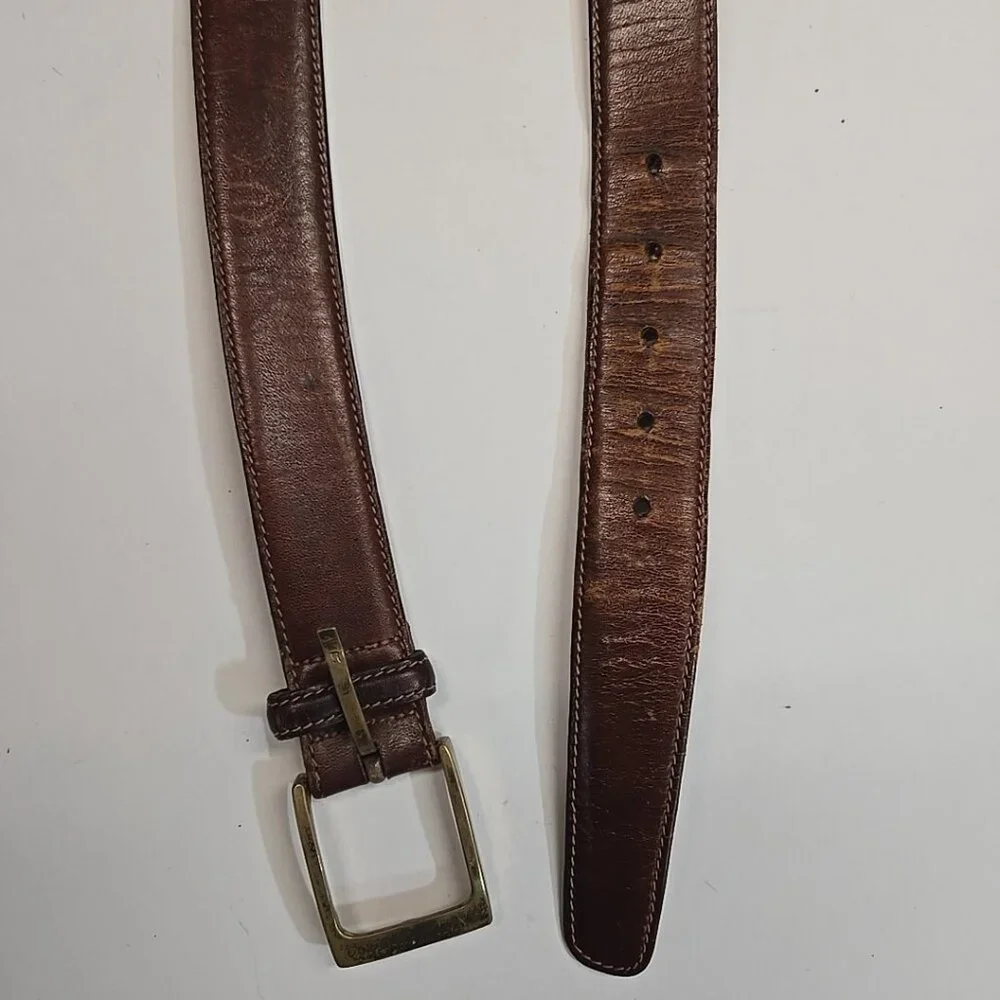 Trafalgar Cortina Brown Leather Belt Mens Size 38 USA Made Bos Indicus Kholmoger